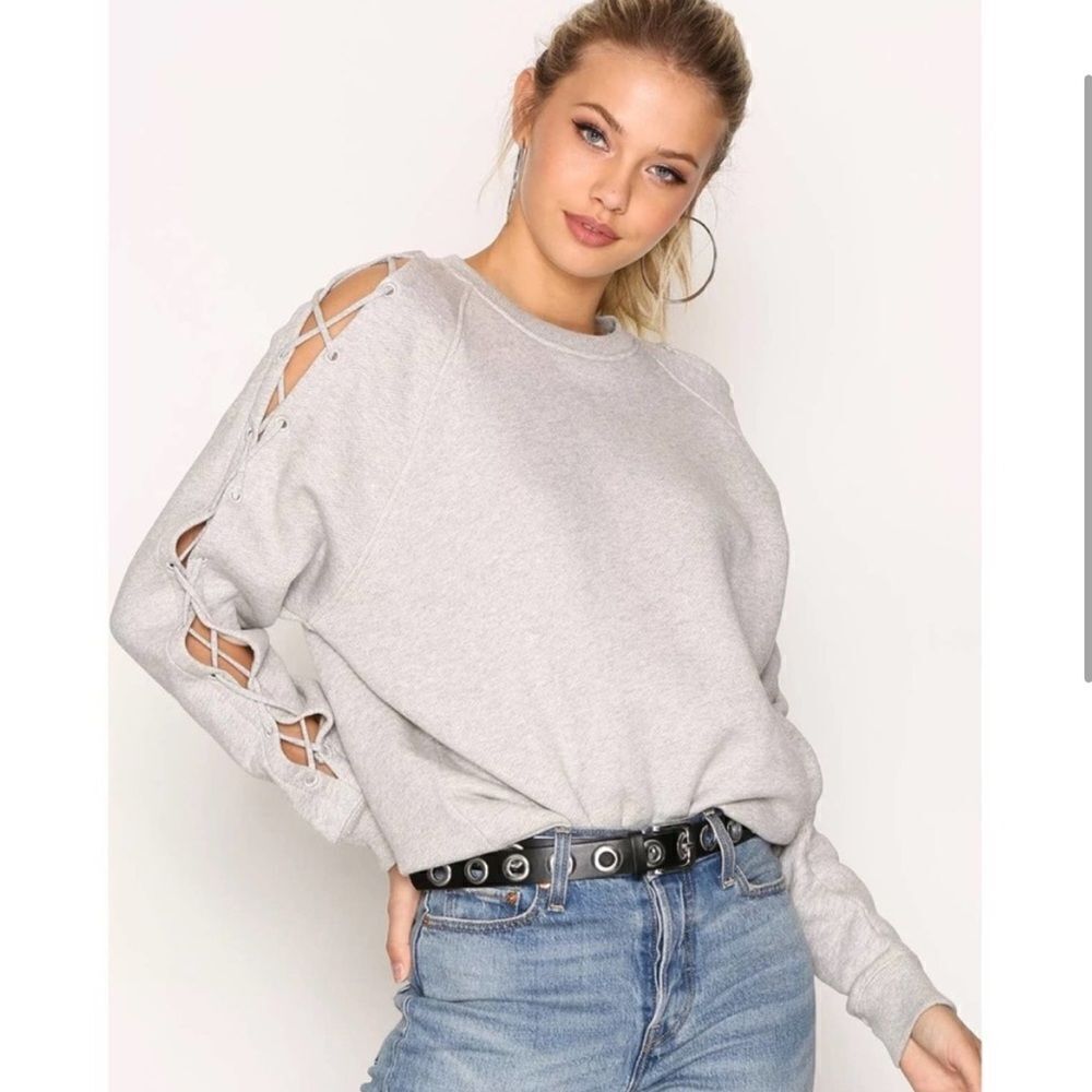 IRO Nakina Lace Up Sweatshirt Light Grey